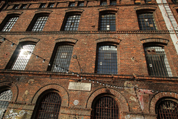 Fototapeta premium Old historic factory buildings in Off Piotrkowska area, Lodz, Poland