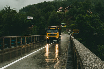 Fototapeta na wymiar truck on the bridge