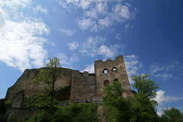 Fototapeta na wymiar Ruins of Czorsztyn Castle in Pieniny mountains, Poland