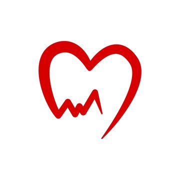 electrocardiogram and heart vector graphic design illustration