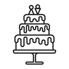 Wedding cake dessert line black icon. Isolated vector element. Outline pictogram for web page, mobile app, promo.