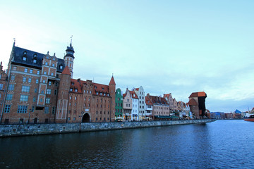 Fototapeta na wymiar Landscape of harbor in Gdansk, Poland