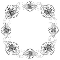 square frame with floral motifs