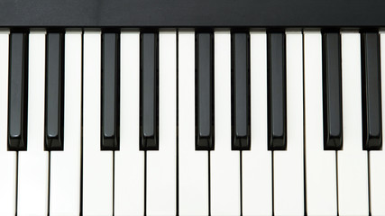 musical keyboard isolated, top view