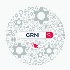 GRNI mean (goods receipt not invoiced) Word written in search bar ,Vector illustration.
