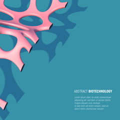 Artificial biologic fiber background with abstract pink mesh on blue backdrop