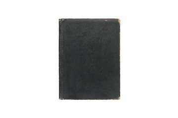 Hard cover black book on white background