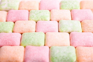 pads of multi-colored chewing gum