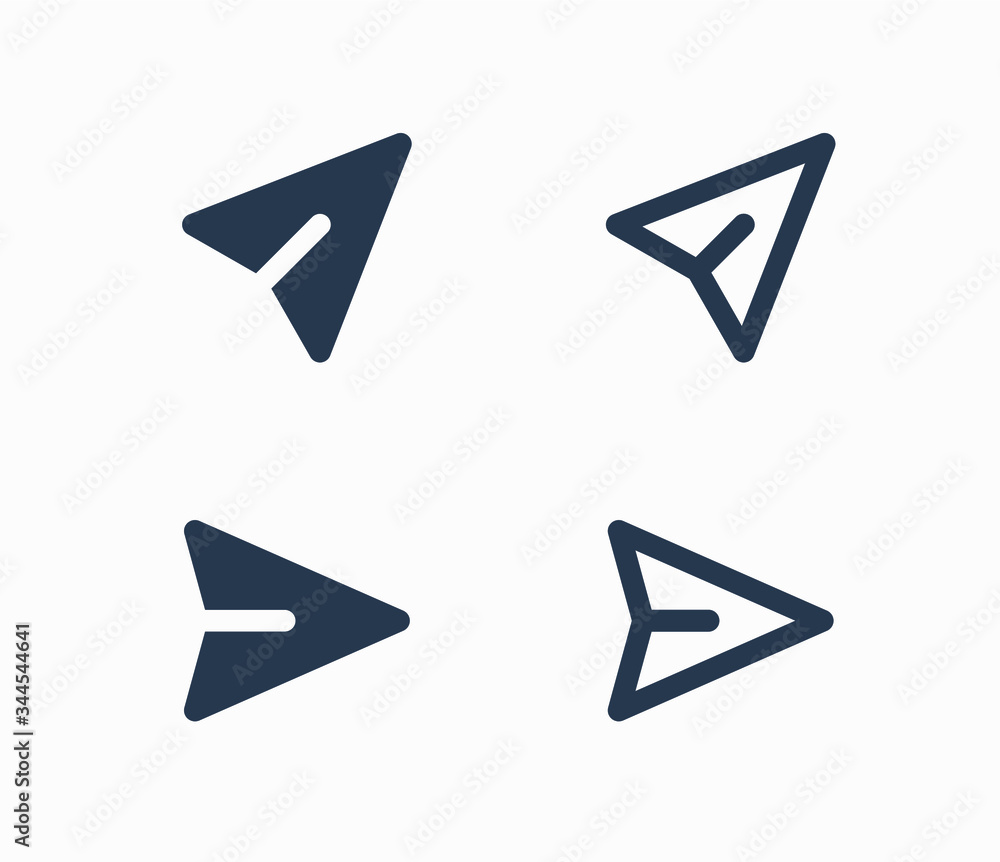 Poster send fly line vector minimalistic icon. letter mail vector symbol. plane origami send icons set for 
