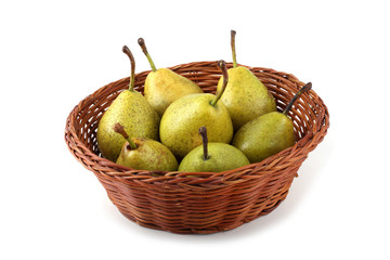 Pears on wicker plate