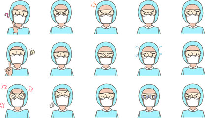 医師防護服アイコンセット２