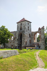 Fototapeta na wymiar Ruins of 15th century medieval castle, Tenczyn Castle, Rudno, Poland