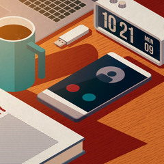 Incoming phone call on the smartphone,3D illustration