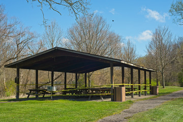 Fototapeta na wymiar Closed picnic shelter