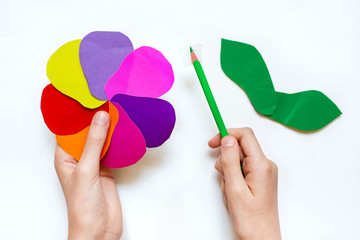 step by step instructions flower. How to make a flower at home from colored paper. Step 6. Glue a...