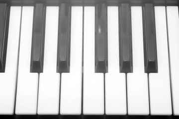 musical keyboard isolated, top view