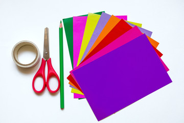 How to make a flower at home from colored paper. Step 1. Prepare 8 different sheets of colored...