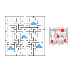 Abstact labyrinth. Educational game for kids. Puzzle for children. Maze conundrum. Find the right path. Vector illustration. With answer.