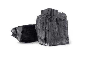 wood natural charcoal isolate on white background