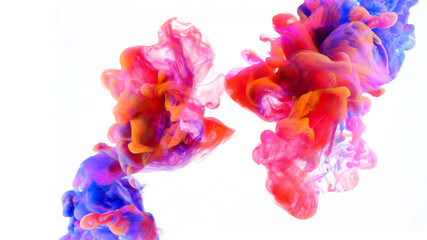  Abstract color mix , color drops in water , drop of Ink color mix paint falling on water Colorful...