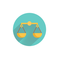 Libra flat icon. Scales colorful flat icon with long shadow. Libra flat icon