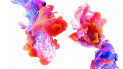  Abstract color mix , color drops in water , drop of Ink color mix paint falling on water Colorful...