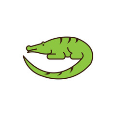crocodile illustration simple logo design vector