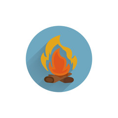 fire colorful flat icon with long shadow. bonfire flat icon