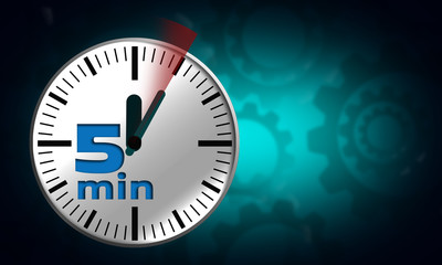 Clock face with five minutes timer