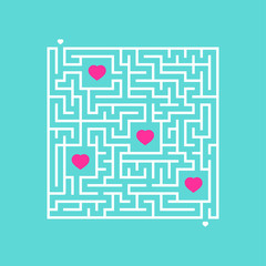 Abstact square labyrinth. Educational game for kids. Puzzle for children. Maze conundrum. Find the right path. Vector illustration.