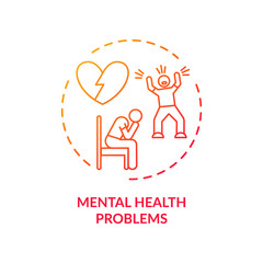 Mental health problems concept icon. CVD causes, psychological factors idea thin line illustration. Emotional stress, depression and bipolar mood disorder. Vector isolated outline RGB color drawing