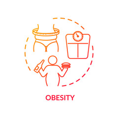 Obesity concept icon. Unhealthy nutrition, excessive eating idea thin line illustration. Cardiovascular system, health problems cause, lifestyle disease. Vector isolated outline RGB color drawing