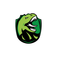 dinosaur head mascot logo design vector emblem