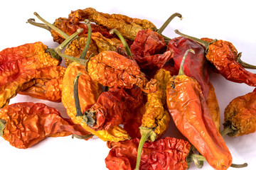 Picture of dried peppers on a white background