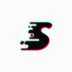 initial letter with glitch liquid effect. tiktok font.