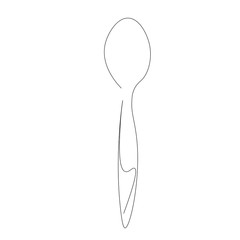 Spoon silhouette line drawing, vector illustration