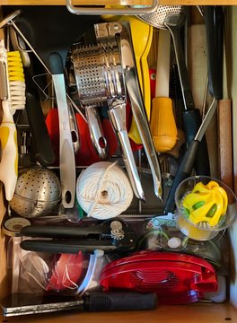 drawer of kitchen gadgets