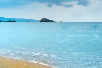 seaside greece bulgaria blue green water calm rock