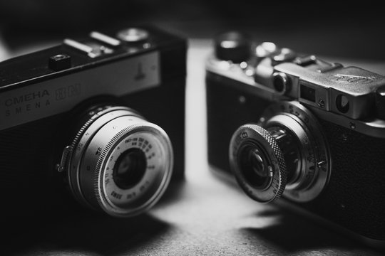 Fototapeta Retro Photo Camera black and white close up