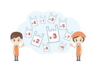 人物セット＿いろんなバッグ_レジ袋＿スーパー店員