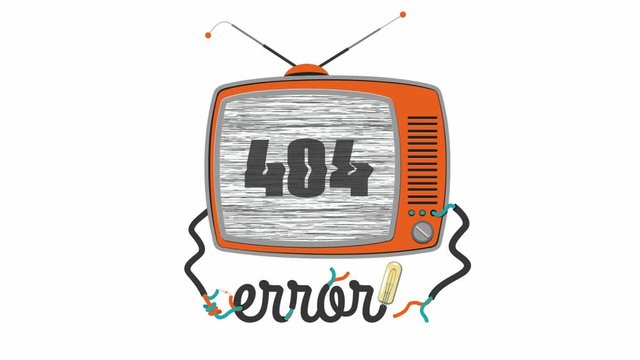 Retro cute cartoon tv with glitch screen, 404 error - page not found, webmasters dedicated, funny animation from vector