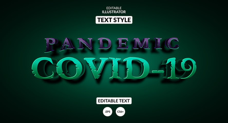 Pandemic corona virus text effect, Editable text effect