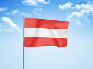 Austria flag waving sky background 3D illustration