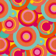 Gordijnen Leuk kleurrijk pop-art cirkels naadloos patroon © galyna_p