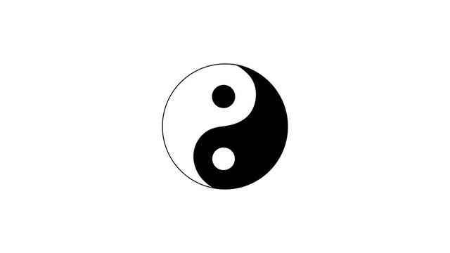 Animation in motion graphics of a Yin yang symbol. Symbol of yin and yang . Motion Graphics 4k video