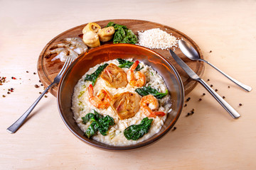restaurant dish on a plate and ingredients that it includes
