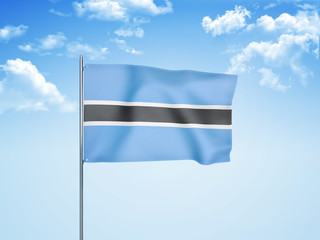 Botswana flag waving sky background 3D illustration