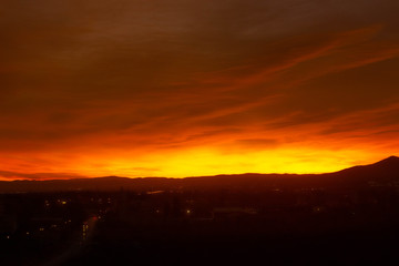 sky sunset gorgeous yellow blue city