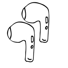 Wireless and wired headphones, black lines, scribbles. Vector headphones on a white background.