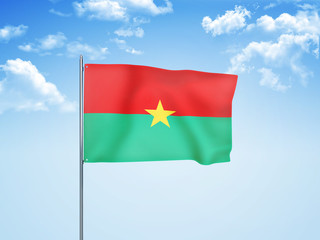 Burkina Faso flag waving sky background 3D illustration